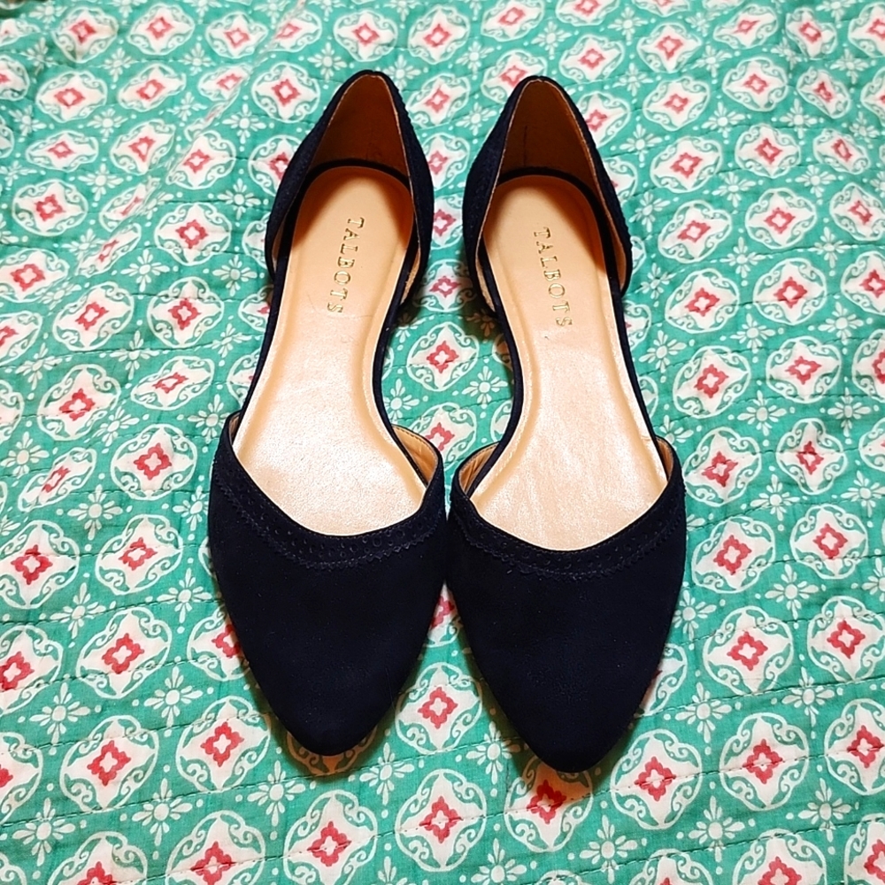Talbots Navy Suede Flats 7.5